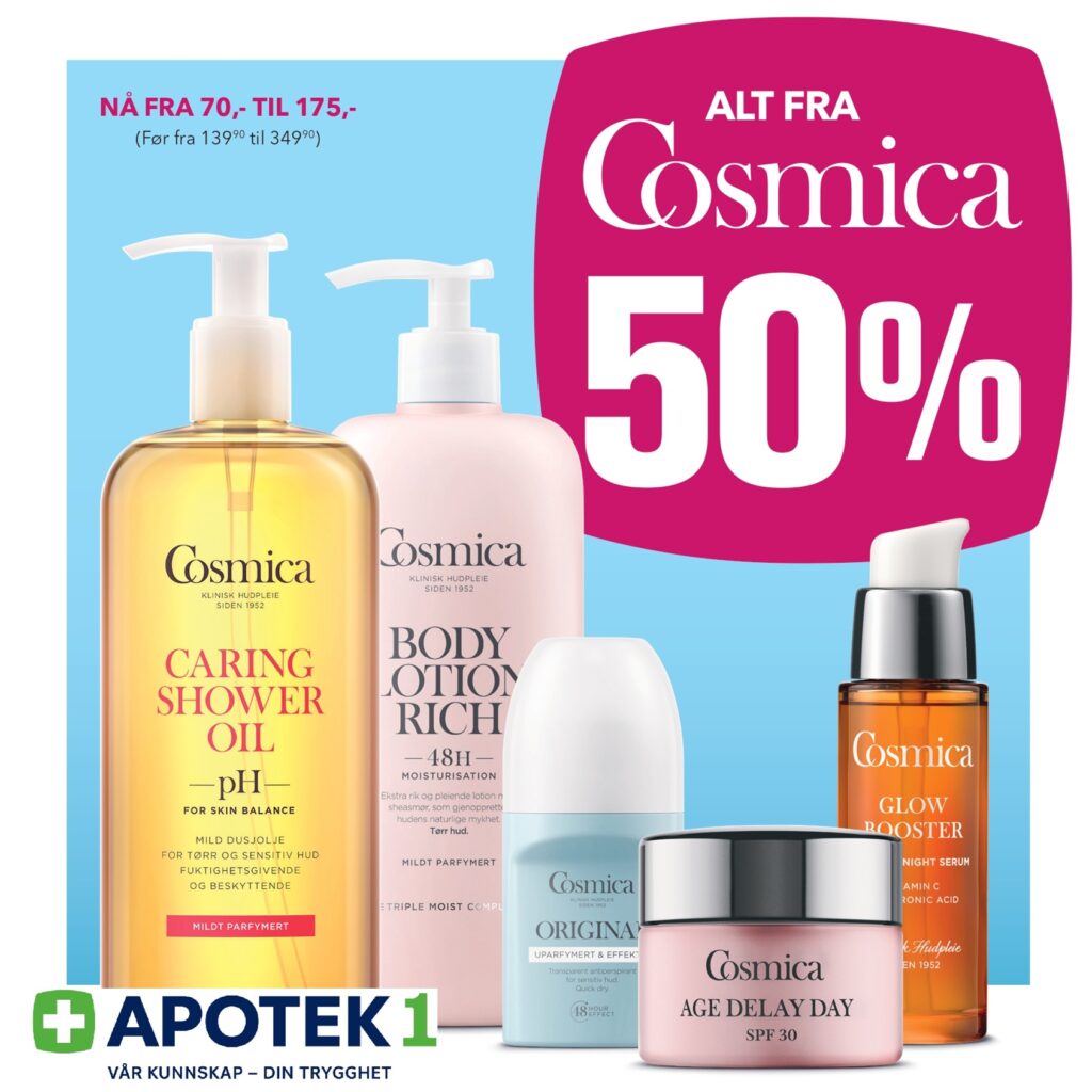 50% på alt fra Cosmica Apotek 1