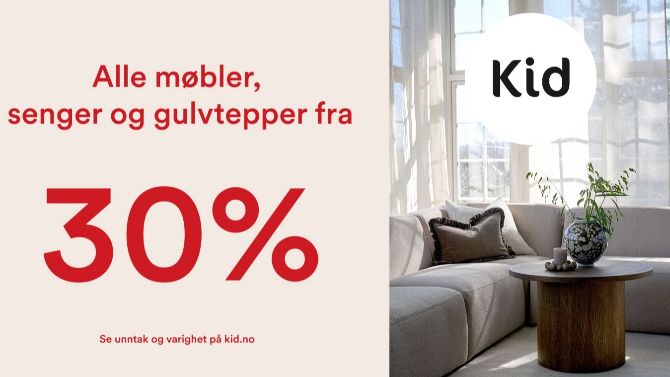 Alle møbler,senger og gulvtepper 30% Kid Interiør AS